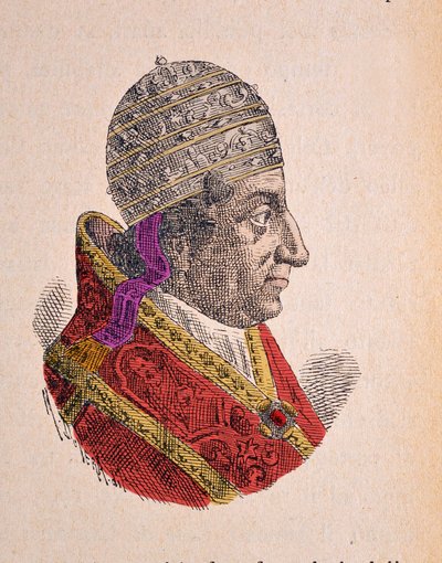 Retrato del Papa Clemente XI (1700-1721), 1898 (grabado con coloración posterior) de Italian School